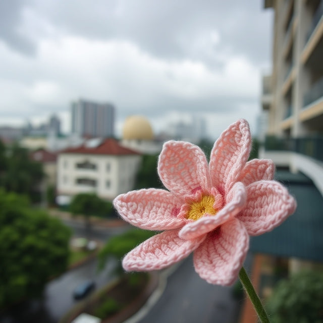 crochet flower in singapore's humid weather