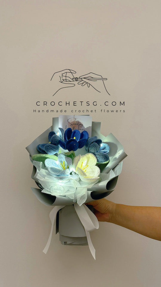 Blueberry Earl Grey Tea titled Crochet Flower Bouquet (with fairy light)