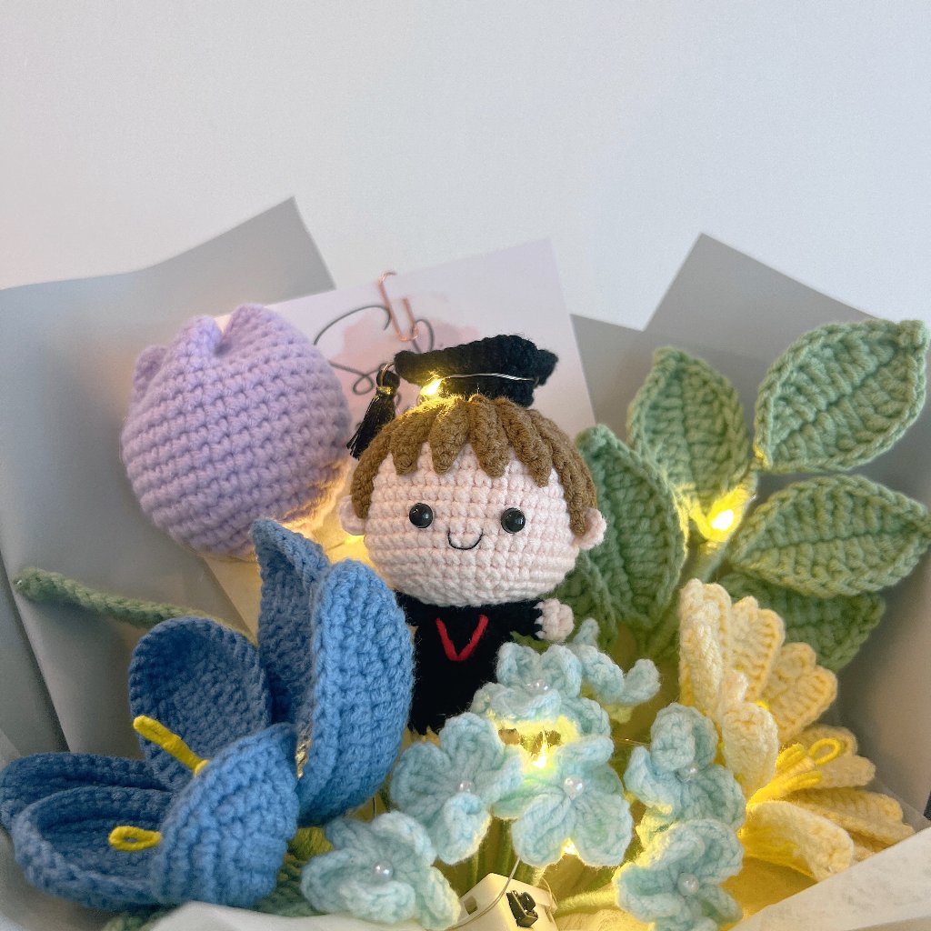 Bright Beginning Crochet Flower Bouquet (Boy Zoom in Boy Character)