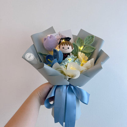 Bright Beginning Crochet Flower Bouquet (Boy with Fairy Light)