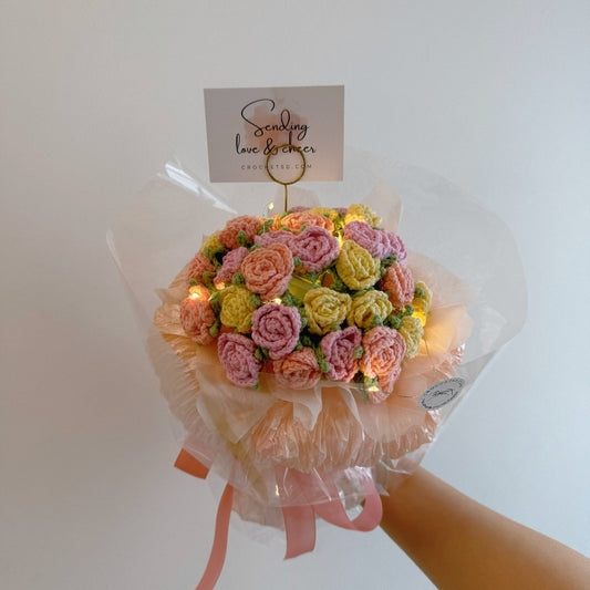Bubble Love Crochet Flower Bouquet (With Fairy Light)