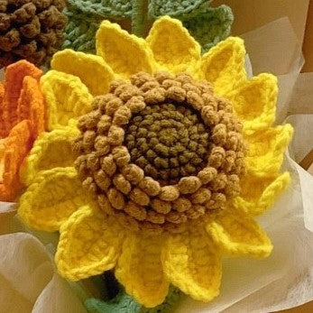 Cheerful Radiance Crochet Flower Bouquet (sunflower)