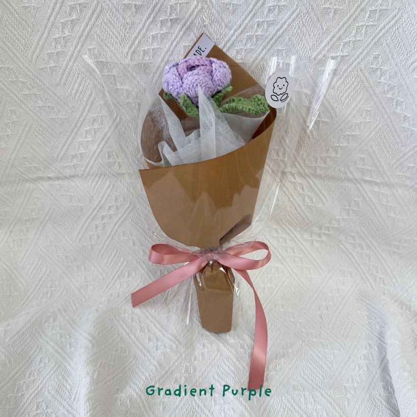 Single Stalk Crochet Flower Bundle – Garden Rose (Set of 5)