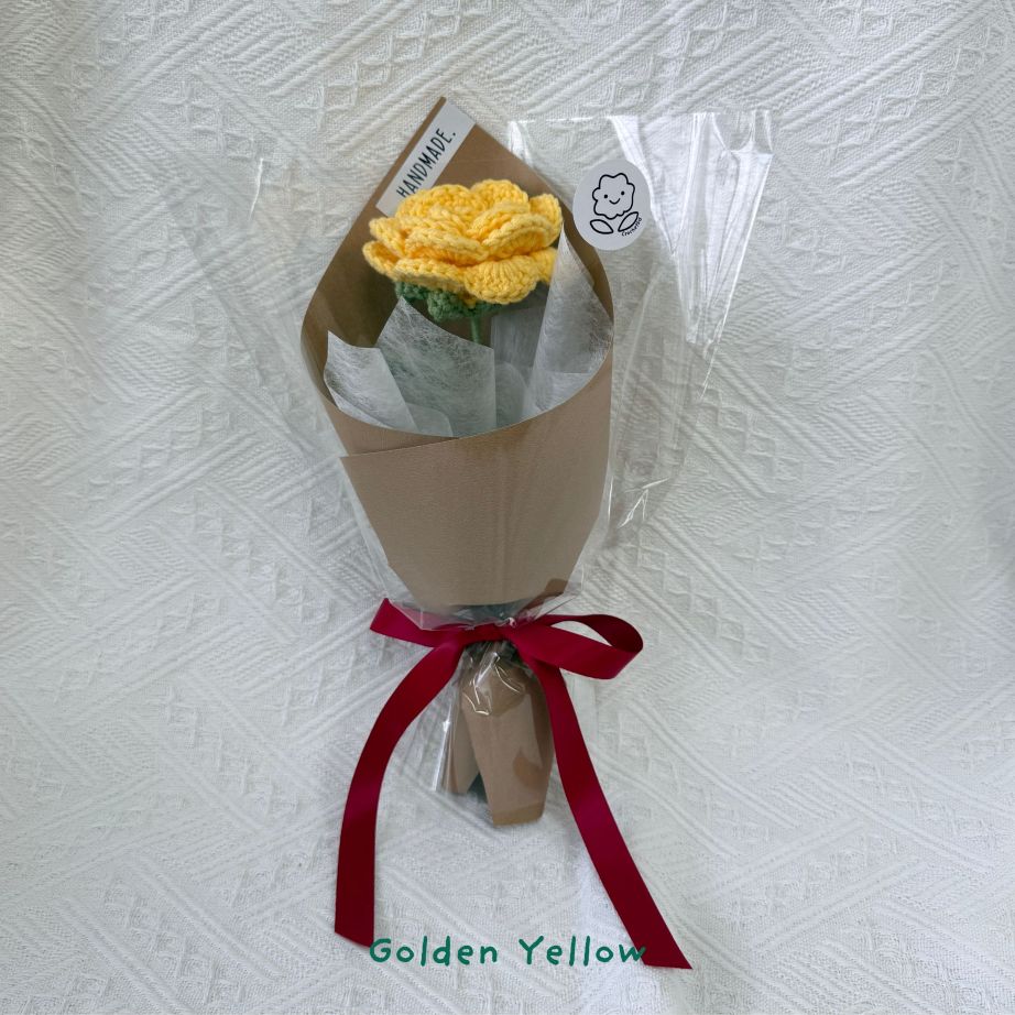 Single Stalk Crochet Flower Bundle – Garden Rose (Set of 5)
