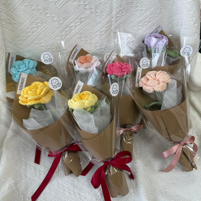 Single Stalk Crochet Flower Bundle – Garden Rose (Set of 5)