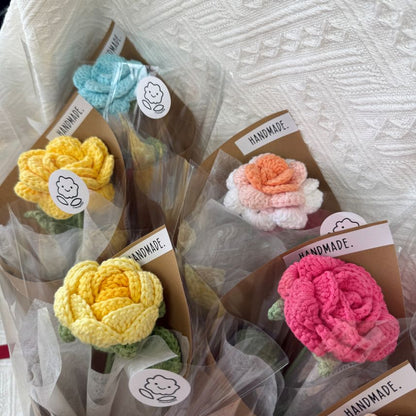 Single Stalk Crochet Flower Bundle – Garden Rose (Set of 5)