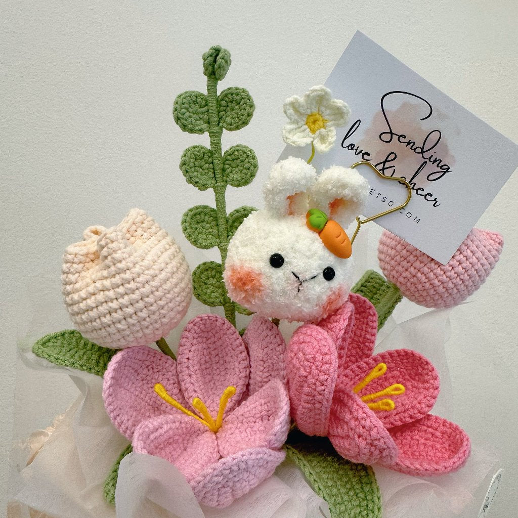 Hello World Crochet Flower Bouquet (Zoom In Bunny Character)