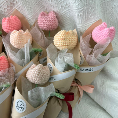 Single Stalk Crochet Flower Bundle – Chubby Tulip (Random Color)