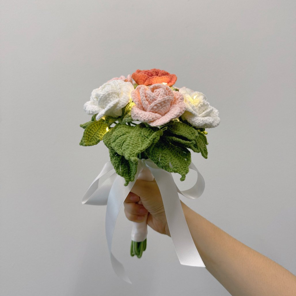 Love Story Crochet Flower Bouquet (Side View)