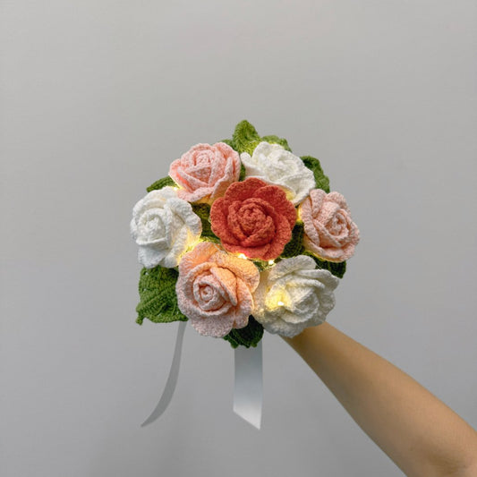 Love Story Crochet Flower Bouquet (With Fairy Light)