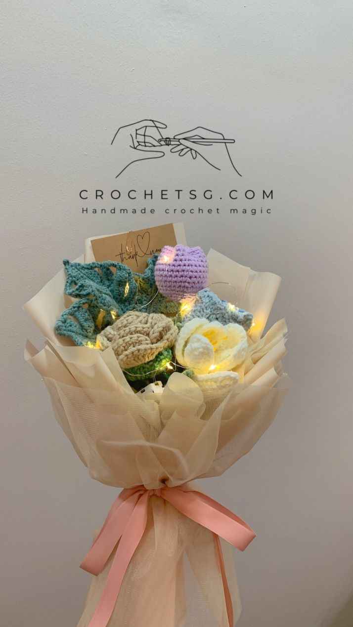 Sky Meadows Crochet Flower Bouquet