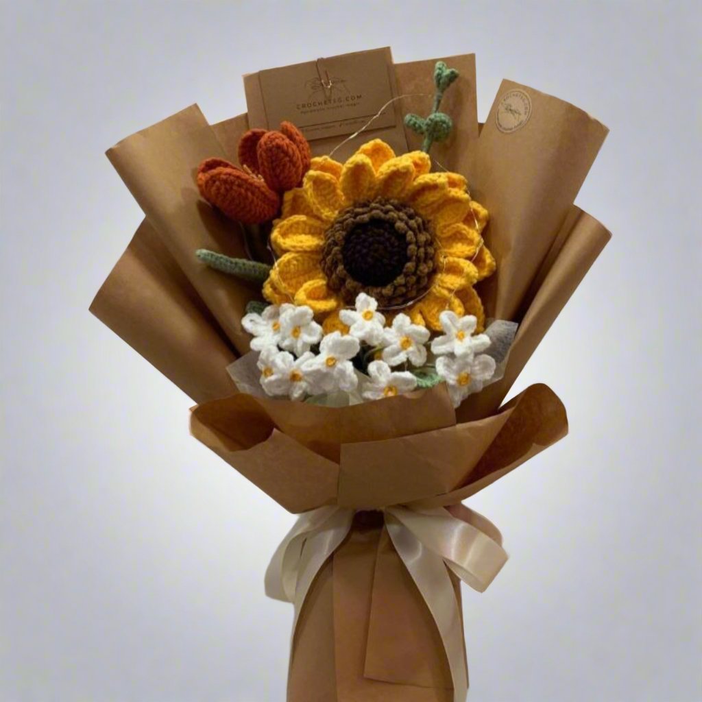 Sunny Symphony Crochet Flower Bouquet