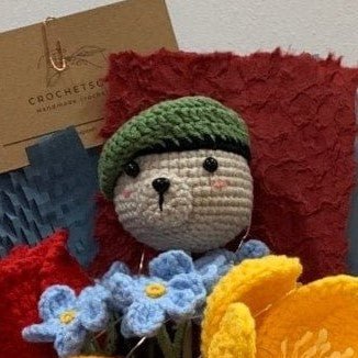 Beret Laughs and Blooms Customised Army Bear